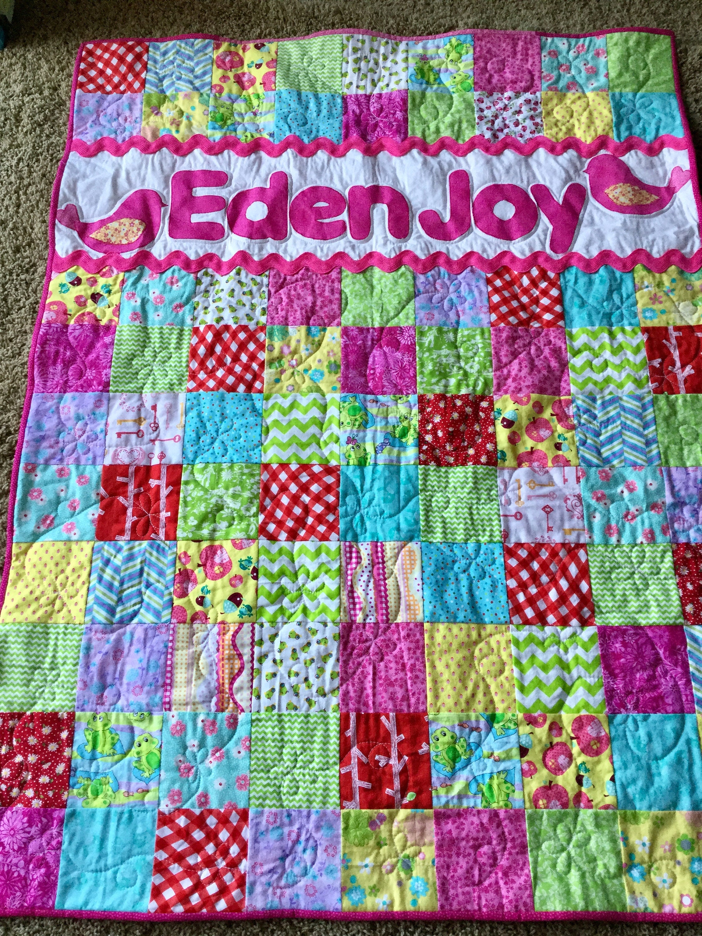 Quilt for a Girl Baby Quilt Baby Name Quilt Special Etsy