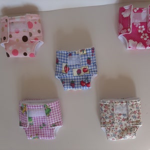 Tiny Dolly Diapers, Babydoll Diapers, Doll Diapers, 12 inch Doll Diapers, Reusable Doll Diapers, Diapers for Wetting Doll, Doll Clothes