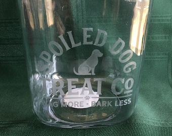 Pet Treat Jar, Etched Glass Dog Treat Jar, Jar for Dog Treats, Pet Gift, Gift for Pet Lover, Gift for Dog Owner, Glass Dog Treat Jar, Modern