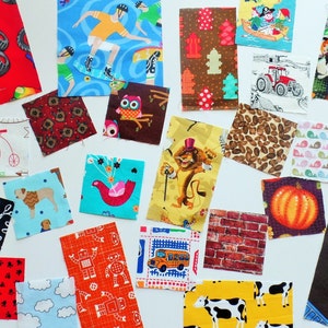 30 Pre-cut &quot;I Spy&quot; Fabric Squares, I Spy Fabrics, Novelty Fabrics, Pre-Cut Fabric Squares, Fabric for I Spy Quilt, Pre-cut Fabric for I Spy