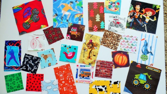 35 Pre-cut Novelty Fabric Squares, I Spy Quilt Cotton