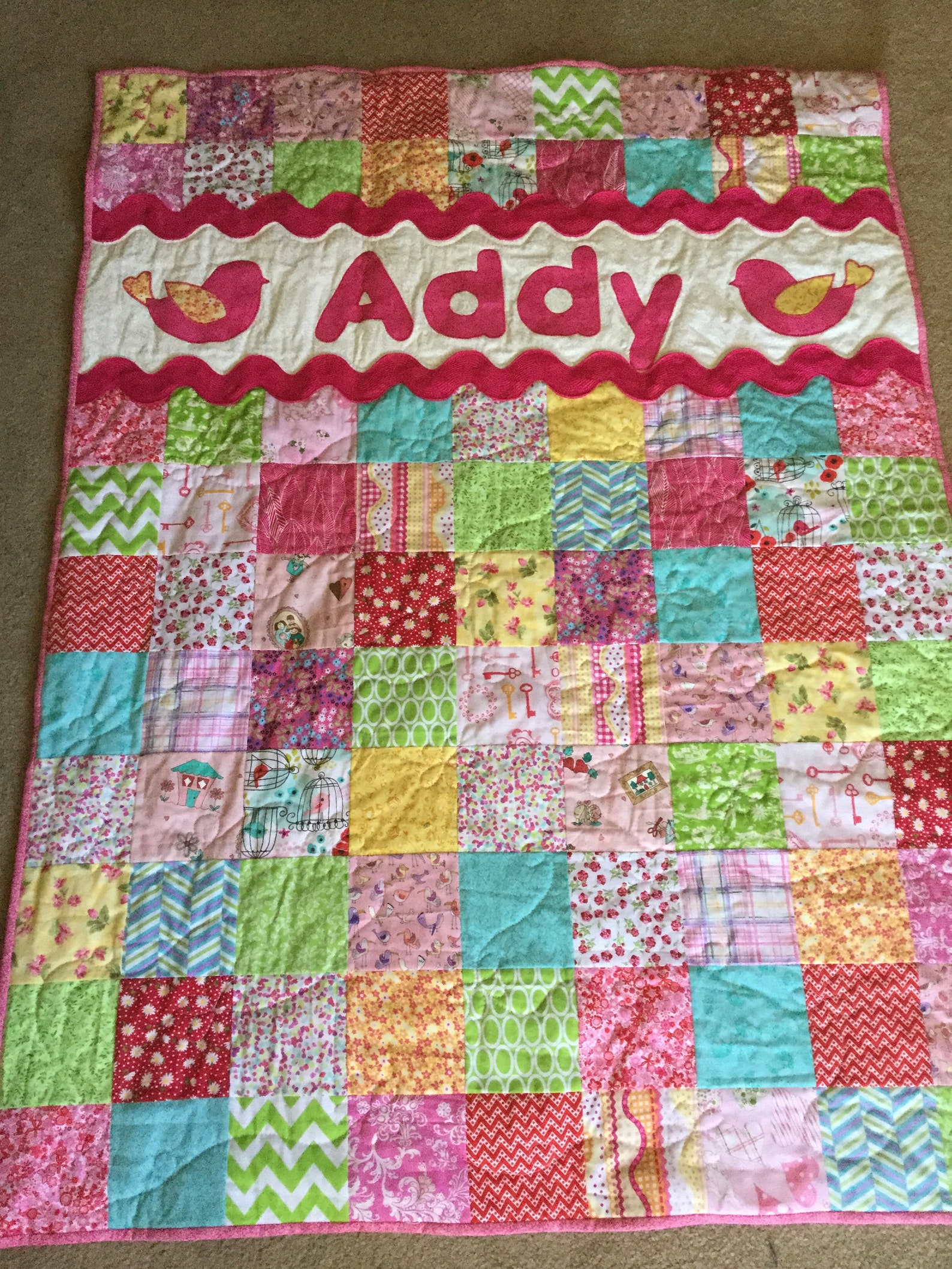 Quilt for a Girl Baby Quilt Baby Name Quilt Special Etsy