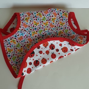 Bib, Ladybug Bib, Girl Bib, Large Girl Bib, Bib with Ties, Large Bib with Ties, Bib with Shoulders, Baby Girl Gift, Baby Gift, Toddler Bib