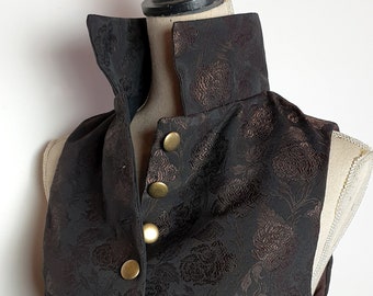 Black/copper steampunk rider vest, women's clothing, jacket with buttons, wedding ceremony jacket