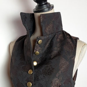 Gilet steampunk cavalière noir/cuivre vêtement femme veston avec boutonnage , veste Mariage cérémonie image 1