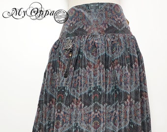 Long taffeta skirt with bohemian steampunk pattern, women's wedding ceremony clothing, ethnic dance