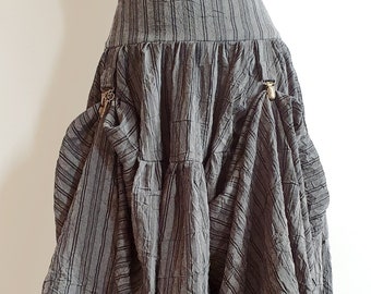 Extra long striped steampunk pirate skirt, steam burlesque women's clothing, Victorian dance, bohemian