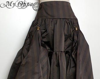 Brown long steampunk striped skirt, women's wedding ceremony clothing, medieval gothic horsewoman