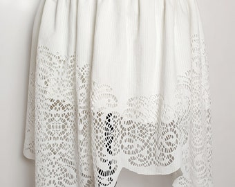 Ethnic white asymmetrical bohemian skirt, boho dance