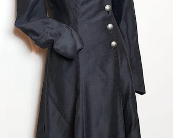 Long gray blue steampunk crossover dress, medieval creation, women's clothing, ethnic bohemian, wedding buttons