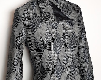 Blue/gray double-breasted mid-season jacket, women's clothing, long-sleeved lined jacket, kimono jacket