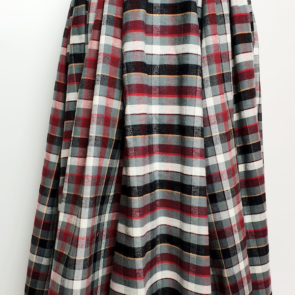 Long white and red plaid skirt lumberjack