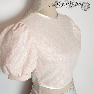 Powder pink lace top, short shirt, ethnic bohemian boho wedding ceremony