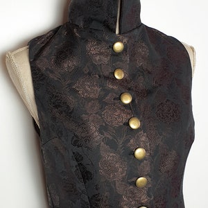 Gilet steampunk cavalière noir/cuivre vêtement femme veston avec boutonnage , veste Mariage cérémonie image 2