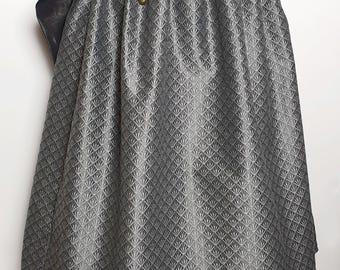 Long steampunk skirt, Victorian style, gray, women's clothing, ceremony, elegant, cut at the back
