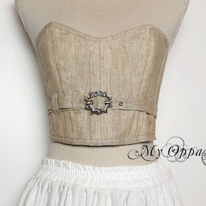 Short beige steampunk corset, corset women&#39;s clothing, wedding ceremony, ethnic bohemian mori