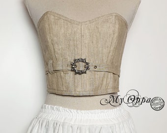 Short beige steampunk corset, corset women's clothing, wedding ceremony, ethnic bohemian mori