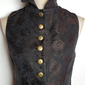 Gilet steampunk cavalière noir/cuivre vêtement femme veston avec boutonnage , veste Mariage cérémonie image 4