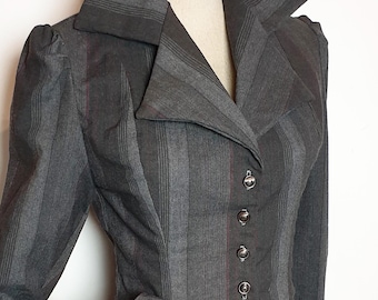 Gray retro steampunk jacket classic costume, adjustable at the back, women's clothing, wedding ceremony