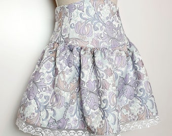 Short skirt lacing back grey/blue/pink high belt, princess wedding ceremony dance