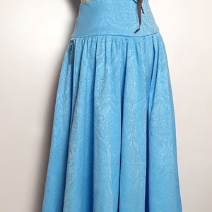 Extra long blue princess baroque pattern skirt, women's dance clothing, ethnic bohemian summer wedding ceremony image 2