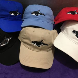 Tan Orca Cap. Orca Whale Embroidered on Tan Baseball Cap image 5