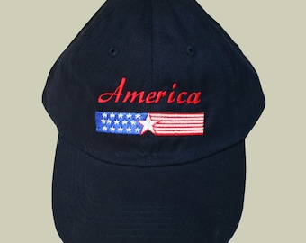 America Banner Navy Baseball Cap