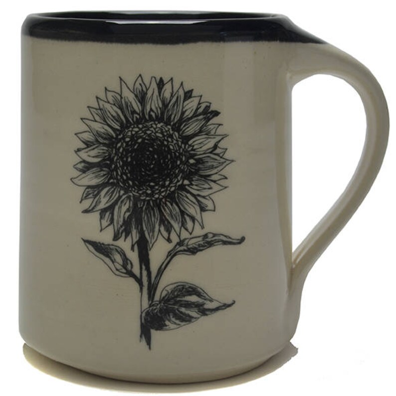 Handmade Pottery mug with sunflower design