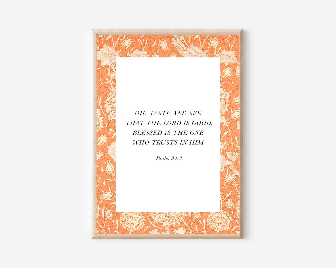 Psalm 34 Bible Verse Wall Art Instant Download Christian Wall Decor ...