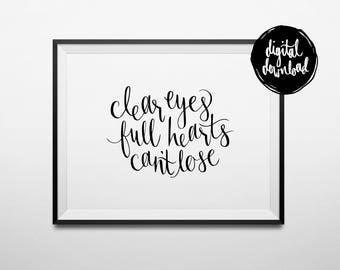 Klare Augen, volle Herzen, kann nicht verloren gehen - Art Print - Friday Night Lights Zitat - 20x10 Zoll - Digitaler Download