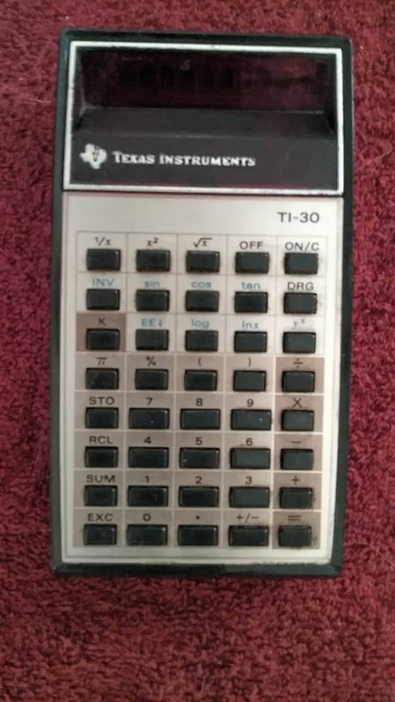 Vintage Two Texas Instruments Calculators TI-30 and TI-1000 1970/'s Working