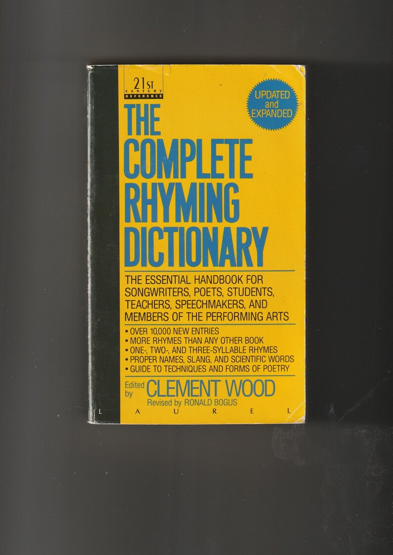 Vintage the Complete Rhyming Dictionary 1991 Paperback Clement Etsy