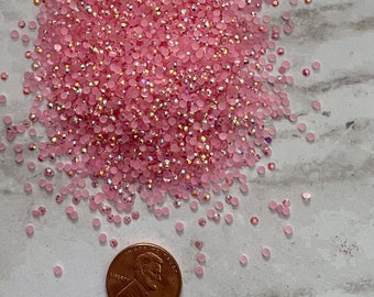 AB Light Pink Resin Rhinestones: SS6 2MM, 1 oz Jar