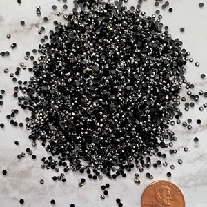 Graphite Black AB Resin Rhinestones: SS6 2MM, Non-Hotfix (1 oz Jar)
