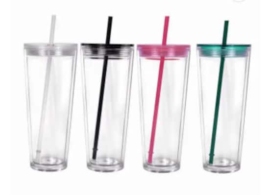 24 oz. Double wall plastic snow globe tumblers