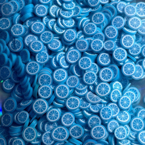 Blue Lemon polymer clay fruit slices- Fimo clay fruit slices