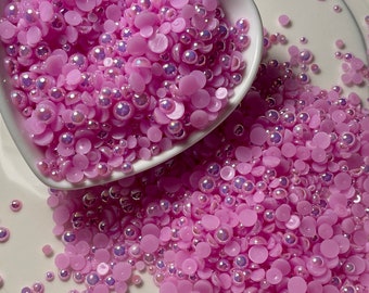Light Purple Half Pearls: Flatback Resin Embellishments for Crafts
