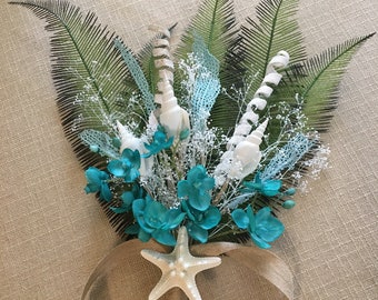 Beach Wedding Bridal or Bridesmaids Bouquet, Spa and Teal Orchids, Spa Coral, Tropical Destination Wedding Bouquet, Other Colors Available