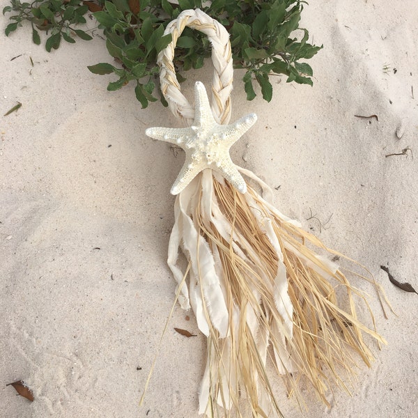 Beach Wedding Chair Hanger, Starfish Wedding Decoration, Starfish Wedding Aisle Hanger, Pew Bow