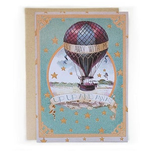 Fly Away With Me, Up Up and Away. 5x7 Greeting card. Eco-friendly.