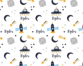 Personalized Outer Space Baby Blanket, Plush Fleece