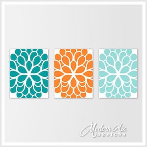 Bathroom Decor, Bathroom Art Prints, Canvas or Prints, Aqua Home Decor, Aqua Bathroom Decor, Large Flowers Wall Art, Floral Artwork