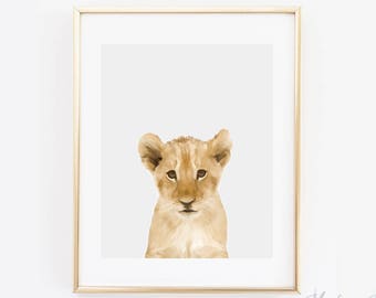 Baby Löwe Druck Kinderzimmer Dekor, Löwenjunges Kunst, Tier Kunstdruck, Baby Wandkunst, Safari Kinderzimmer Moderne Baby Zimmer Dekor, Kinder Geschlecht Neutral