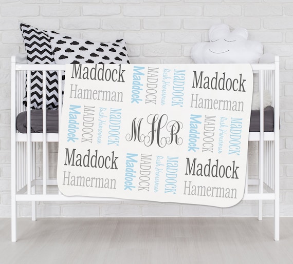 Personalized Boy Blanket With Name Monogrammed Blanket Etsy
