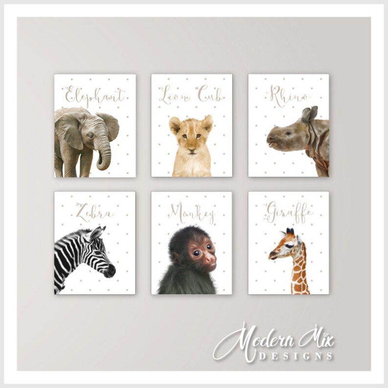 Zoo Animals CANVAS Nursery Decor Wall Art Safari Animals Etsy
