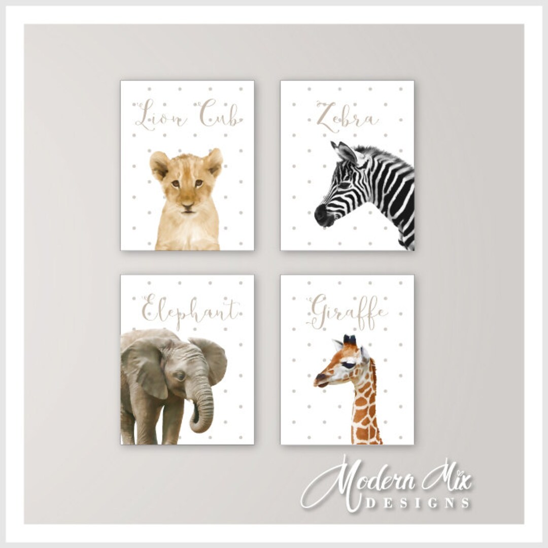 Nursery Decor Baby Animals Safari Nursery Art Zoo Animal Nursery Prints