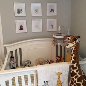 Tier Wand Kunst Kinderzimmer Dekor Baby Tier Bilder Safari Kinderzimmer Kunst Giraffe Zebra Löwe Ente 4er Set BAPG 0 Bild 3