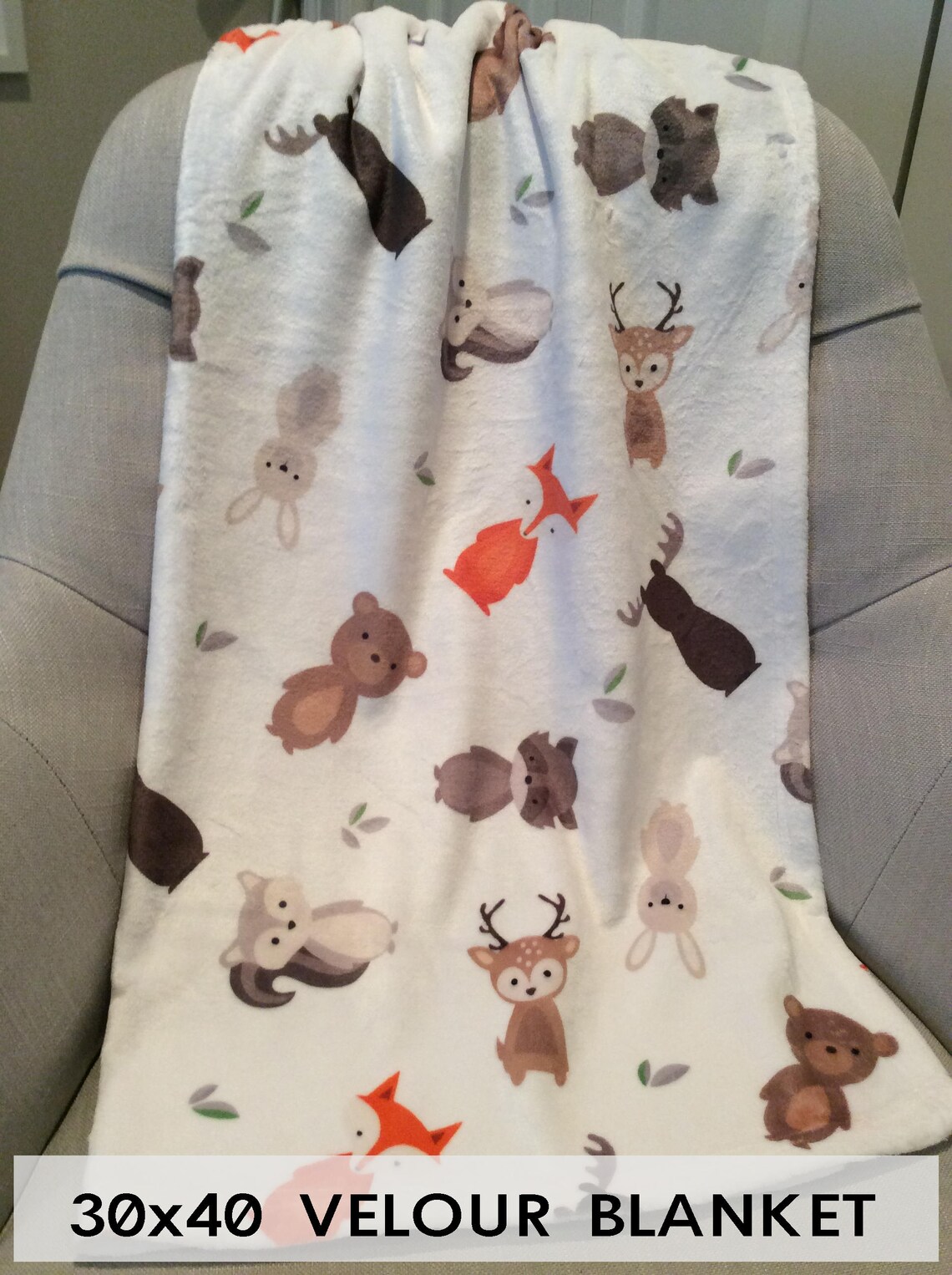 Moose Baby Blanket With Name Baby Boy Personalized Forest Etsy