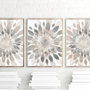 Neutral bedroom Decor, Minimalist Art, Farmhouse Wall decor Prints, Modern Farmhouse Wall art, Floral Set of (3) Unframed Prints OR Canvas image 3