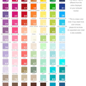Op de afbeelding: Een kleurenkaart met 99 verschillende kleuren, genummerd en benoemd. De kaart bevat kleuren zoals aubergine, merlot, karmijnrood, goud, goudsbloem, kruidentuin, majestueus blauw, druif, framboos, schuur, boterkoek, guldenroede, groen, marineblauw, pruim, azalea, baksteenrood, uitgesproken oranje, geel, kellygroen, koninklijkheid, mystieke druif, schokroze, dieprood, oranje, gele vink, limoen-giddy-punt, vreedzaam blauw, zoete droom, razzle dazzle, specerij, cr&egrave;meoranje, jaspisgeel, subliem, solide turquoise, passieviolet, penelope roze, perzik, cr&egrave;me, pastelgeel, olijfgroen, hemelsblauw, lavendel lippenstift, confetti, blos, linnen, dansend groen, lichtgroen, lichtblauw, lichtlila, pastelroze, koraalrif, bruin 2, alo&euml;, vaste mist, straalstroom, blauwe regen, tulpenblaadje, koraal, lichtgrijs, zachte munt, ege&iuml;sch blauw, hemelsblauw, heide, lichtroze, zalm, salie, zoete munt, aqua, mexikaans turquoise, lichtpaars, lichtroze, messing, mos, munt, edelsteenturquoise, turquoise, indiaanse rivier, lichttaupe, kaki, bruin 1, zeemistgroen, blauwe spa, blauwe lagune, mokka, latte, cupcake, chocolade, espresso, brooklyn teal, pauw, wit, lui grijs, grijs, diep zilver, rotsgrijs, dior grijs, donkergrijs, houtskool, zwart.